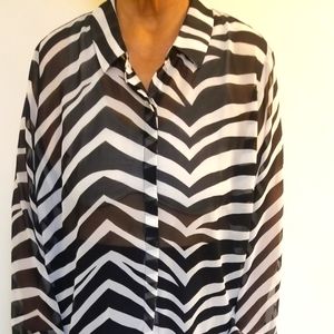 Zebra print long-sleeved blouse